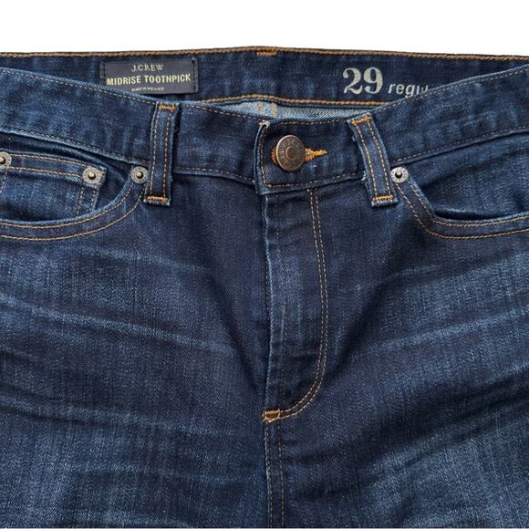 J. Crew Jeans Dark Wash Mid Rise Toothpick Denim Jeans Size 29 - Picture 10 of 12